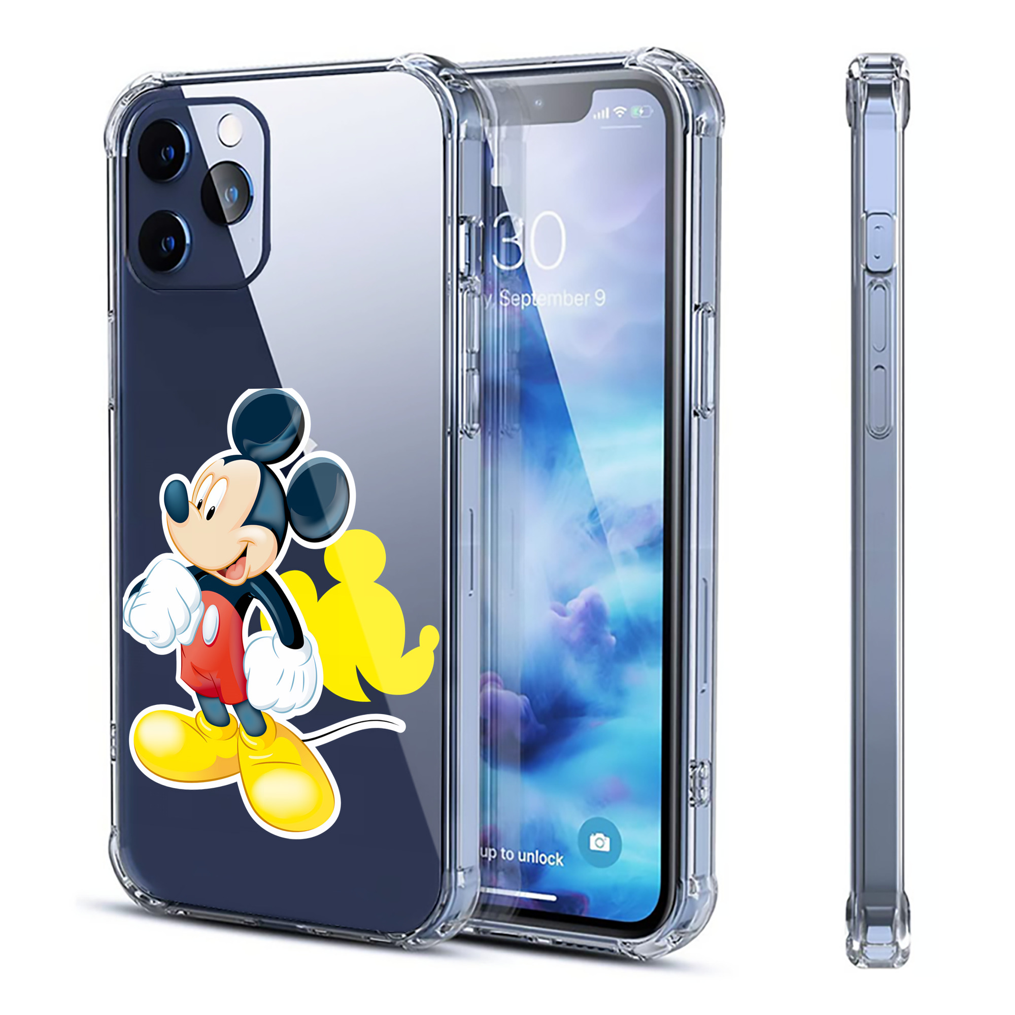 （画像用） ミッキーマウス Mickey Mouse 【iPhone 12シリーズ対応】透明スマホケース（クリアソフトケース）